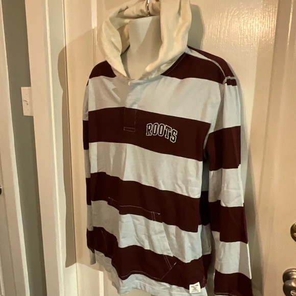 Roots Canada Multicolor Rugby Style Athletics Hoodie Pullover L front button - Picture 1 of 15